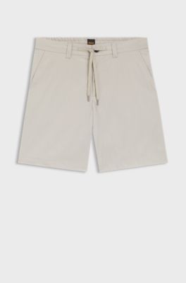 Shorts chino straight fit in popeline misto cotone, Grigio chiaro