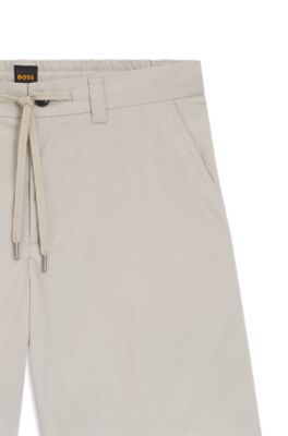 Straight-fit chino shorts in cotton-blend poplin, Light Grey