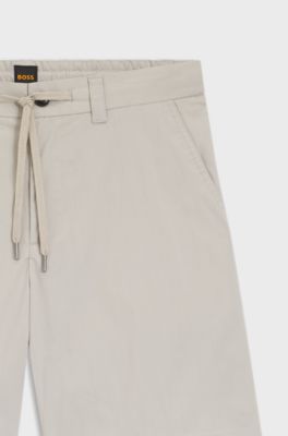 Shorts chino straight fit in popeline misto cotone, Grigio chiaro