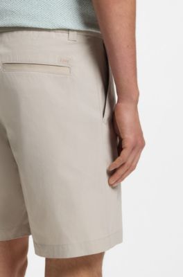 Shorts chino straight fit in popeline misto cotone, Grigio chiaro