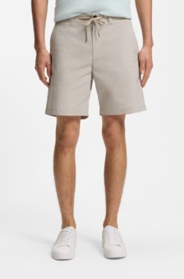 Shorts chino straight fit in popeline misto cotone, Grigio chiaro