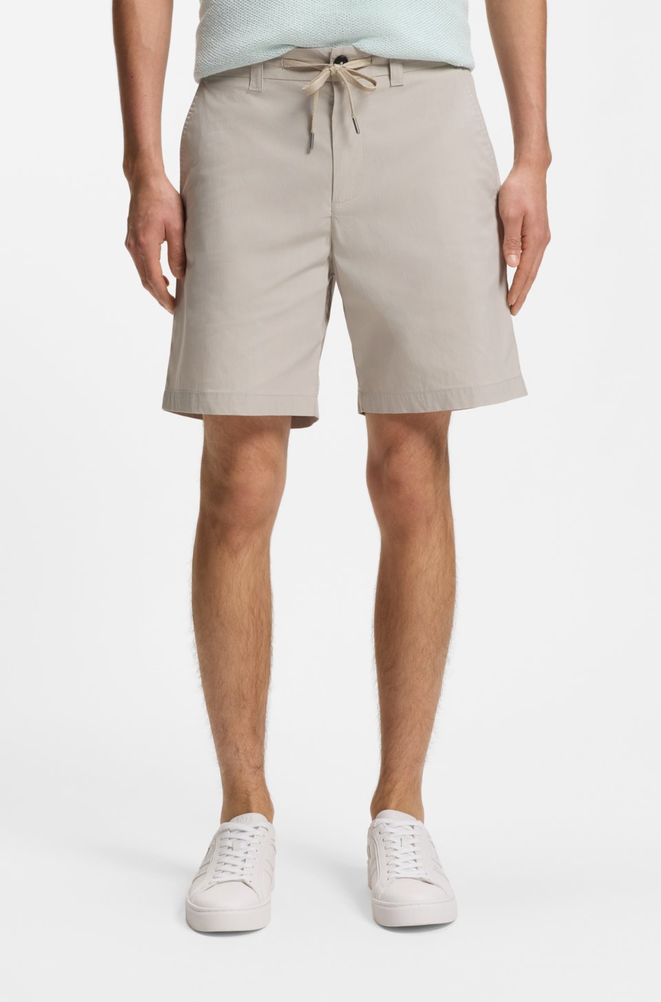 Straight-fit chino shorts in cotton-blend poplin