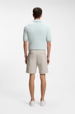 Shorts chino straight fit in popeline misto cotone, Grigio chiaro