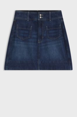A-line mini skirt in a lightweight cotton blend, Dark Blue