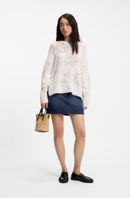 A-line mini skirt in a lightweight cotton blend, Dark Blue