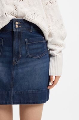 A-line mini skirt in a lightweight cotton blend, Dark Blue