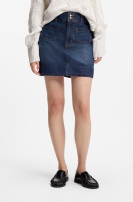 A-line mini skirt in a lightweight cotton blend, Dark Blue
