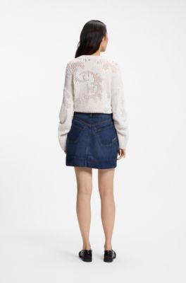 A-line mini skirt in a lightweight cotton blend, Dark Blue