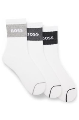 Three-pack of cotton-blend socks in a short length, White
