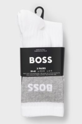 Three-pack of cotton-blend socks in a short length, White