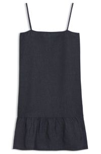 Spaghetti-strap dress in cotton-blend denim, Dark Blue