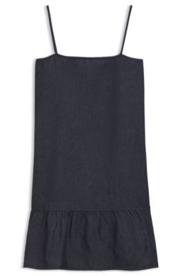 Spaghetti-strap dress in cotton-blend denim 1