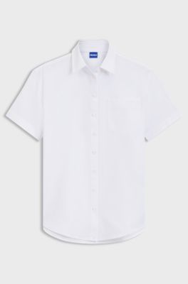 Relaxed fit-blus i oxfordbomull, Vit