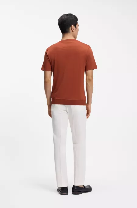 Cotton-silk T-shirt with cable-knit front panel