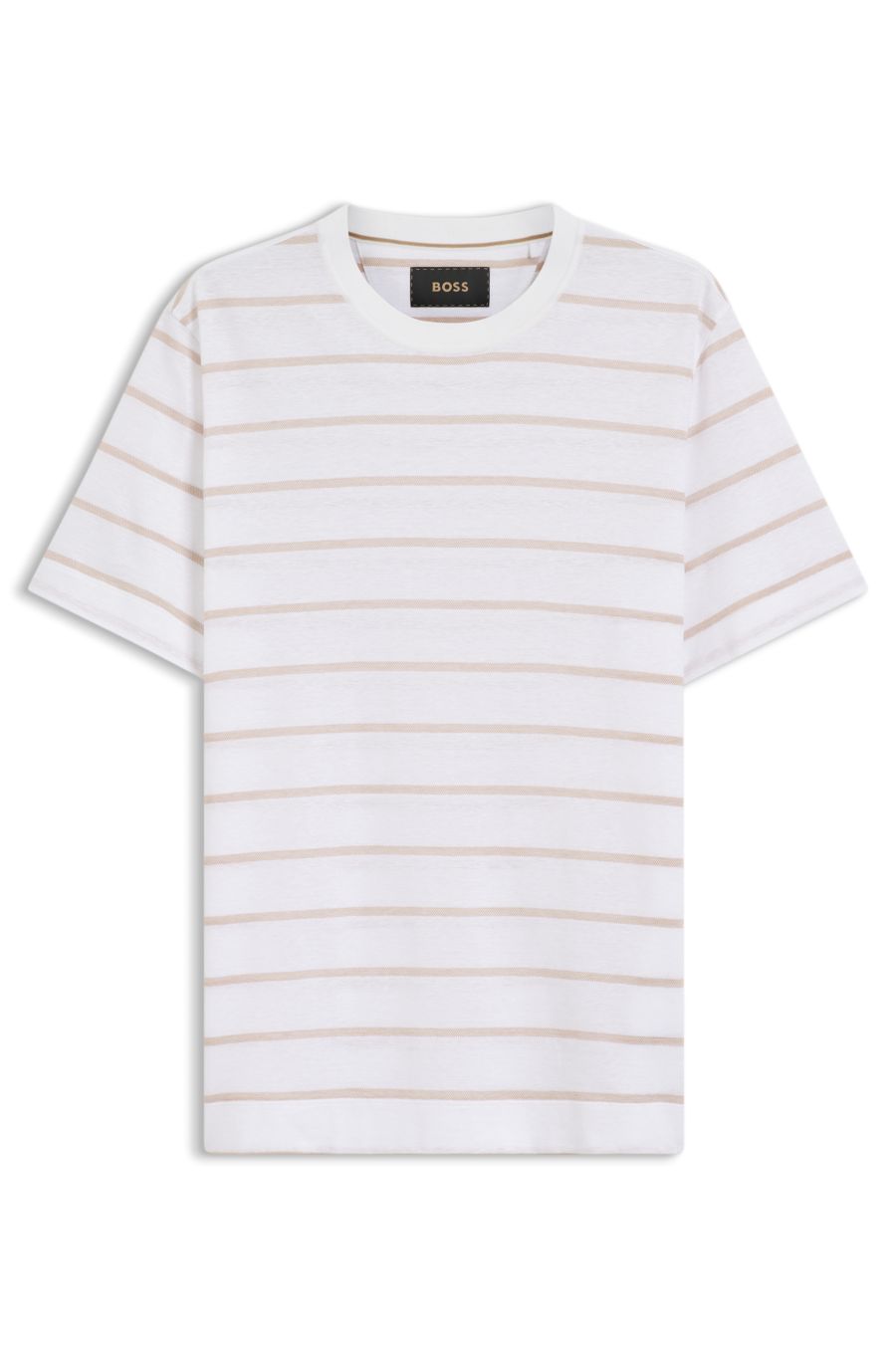 BOSS Horizontal-Stripe Linen Tee — White