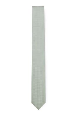 Silk-blend tie with micro pattern, Light Green