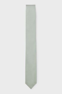 Silk-blend tie with micro pattern, Light Green