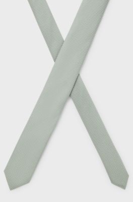 Silk-blend tie with micro pattern, Light Green