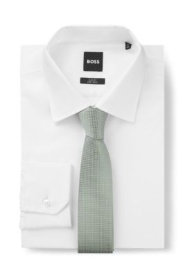 Silk-blend tie with micro pattern, Light Green