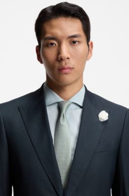 Silk-blend tie with micro pattern, Light Green