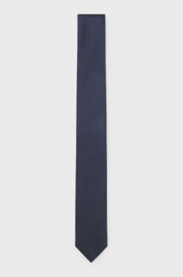 Silk-blend tie with micro pattern, Dark Blue