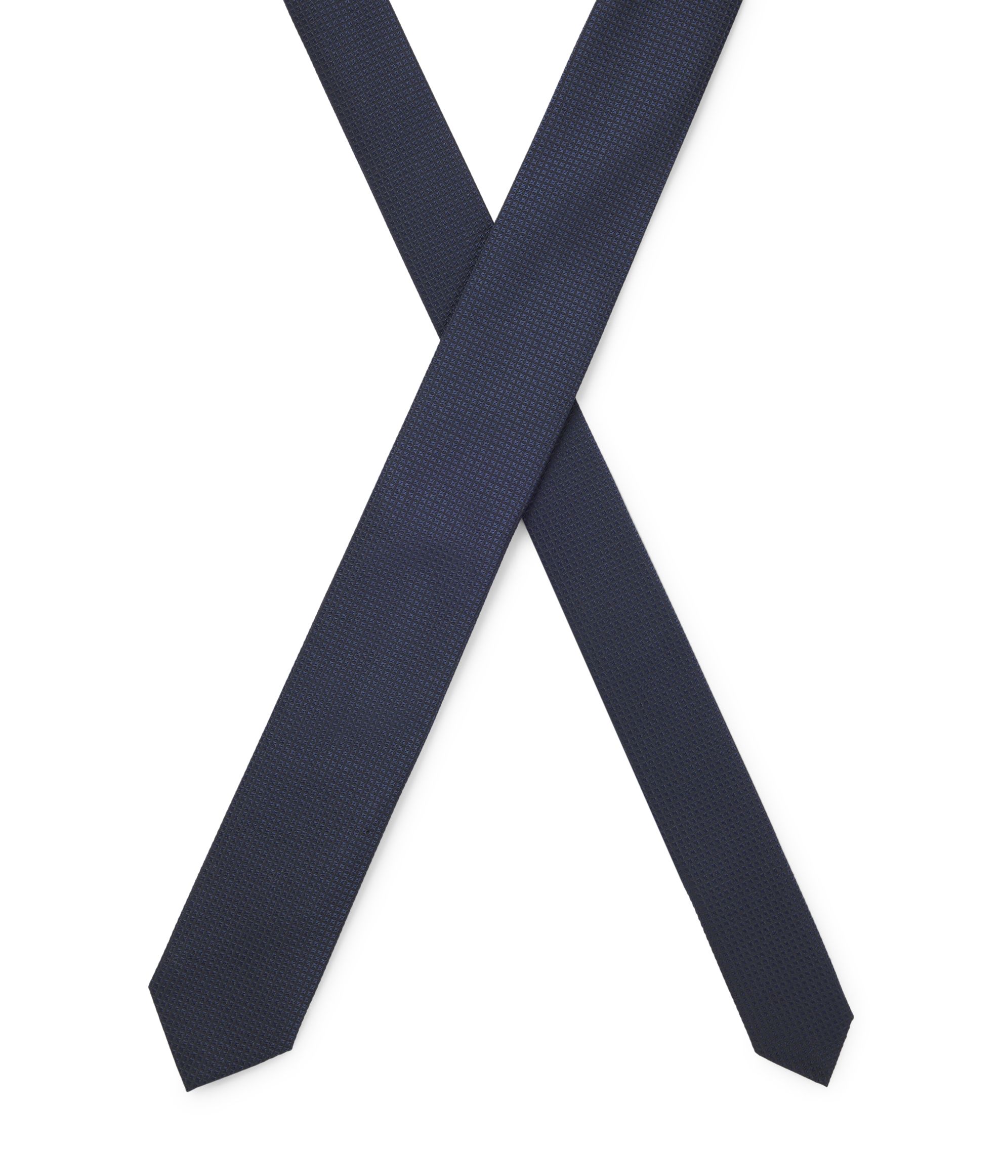 BOSS - シルクブレンド ネクタイ マイクロパターン - ダークブルー