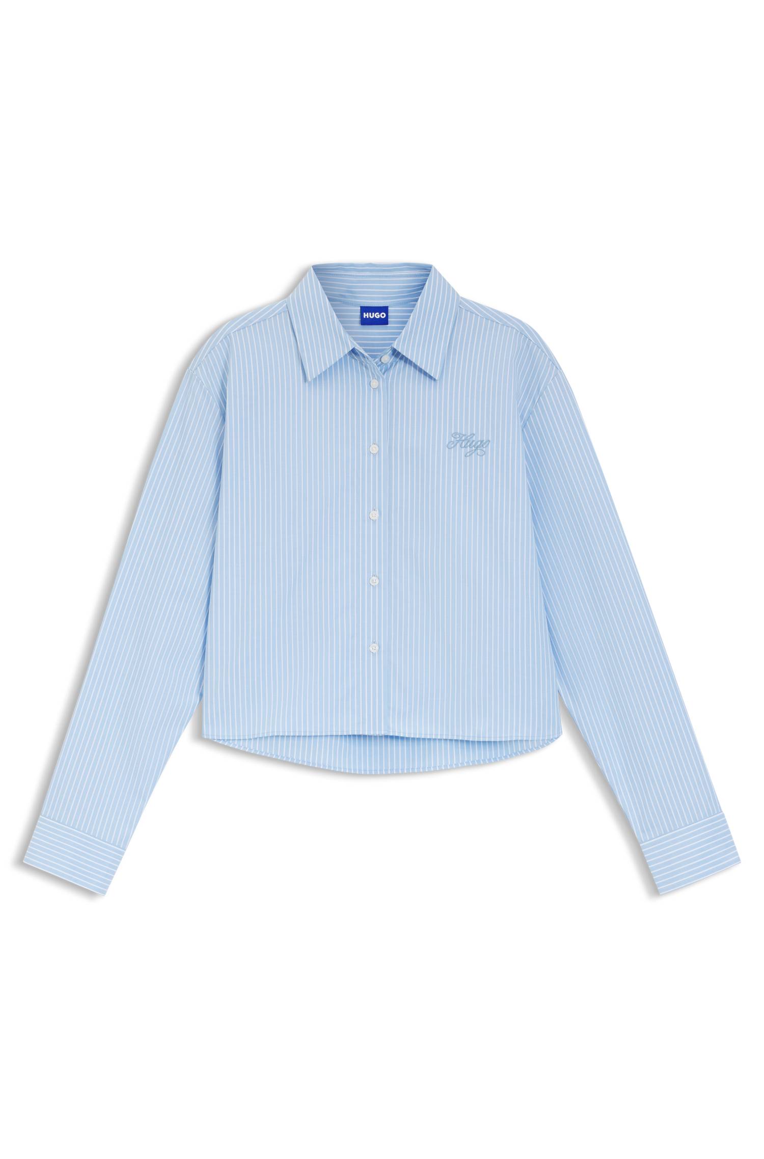 Hugo Relaxed-fit blouse in striped cotton poplin skjortor & blusar dam – bild 4