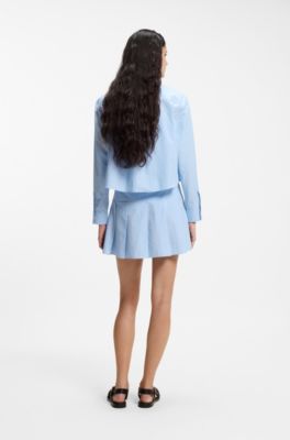 Relaxed-fit blouse van gestreepte katoenen popeline, Lichtblauwe strepen
