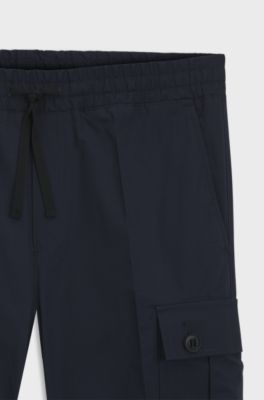 Cargo trousers in mercerised cotton with a straight fit, Dark Blue
