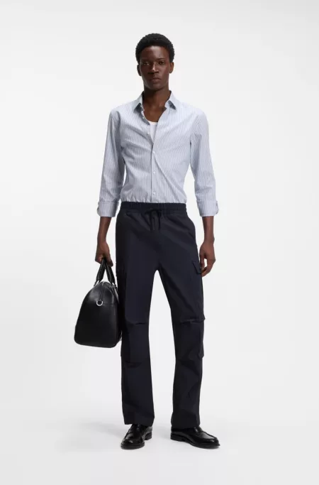 Straight-fit cargo trousers in mercerised cotton