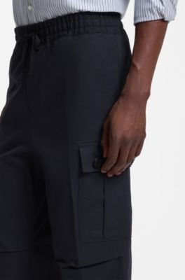 Cargo trousers in mercerised cotton with a straight fit, Dark Blue