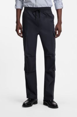 Cargo trousers in mercerised cotton with a straight fit, Dark Blue