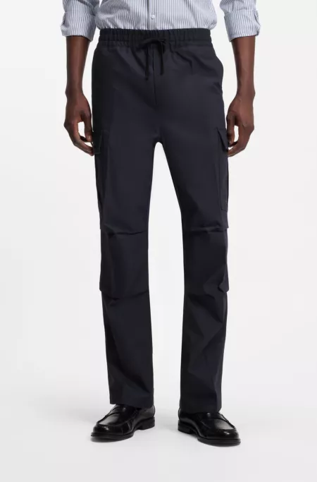 Straight-fit cargo trousers in mercerised cotton