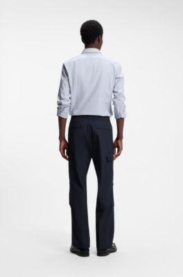 Cargo trousers in mercerised cotton with a straight fit, Dark Blue