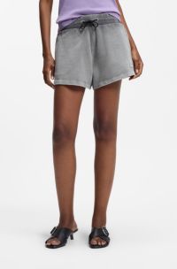 Relaxed-fit shorts in cotton terry with embossed logo, Grey