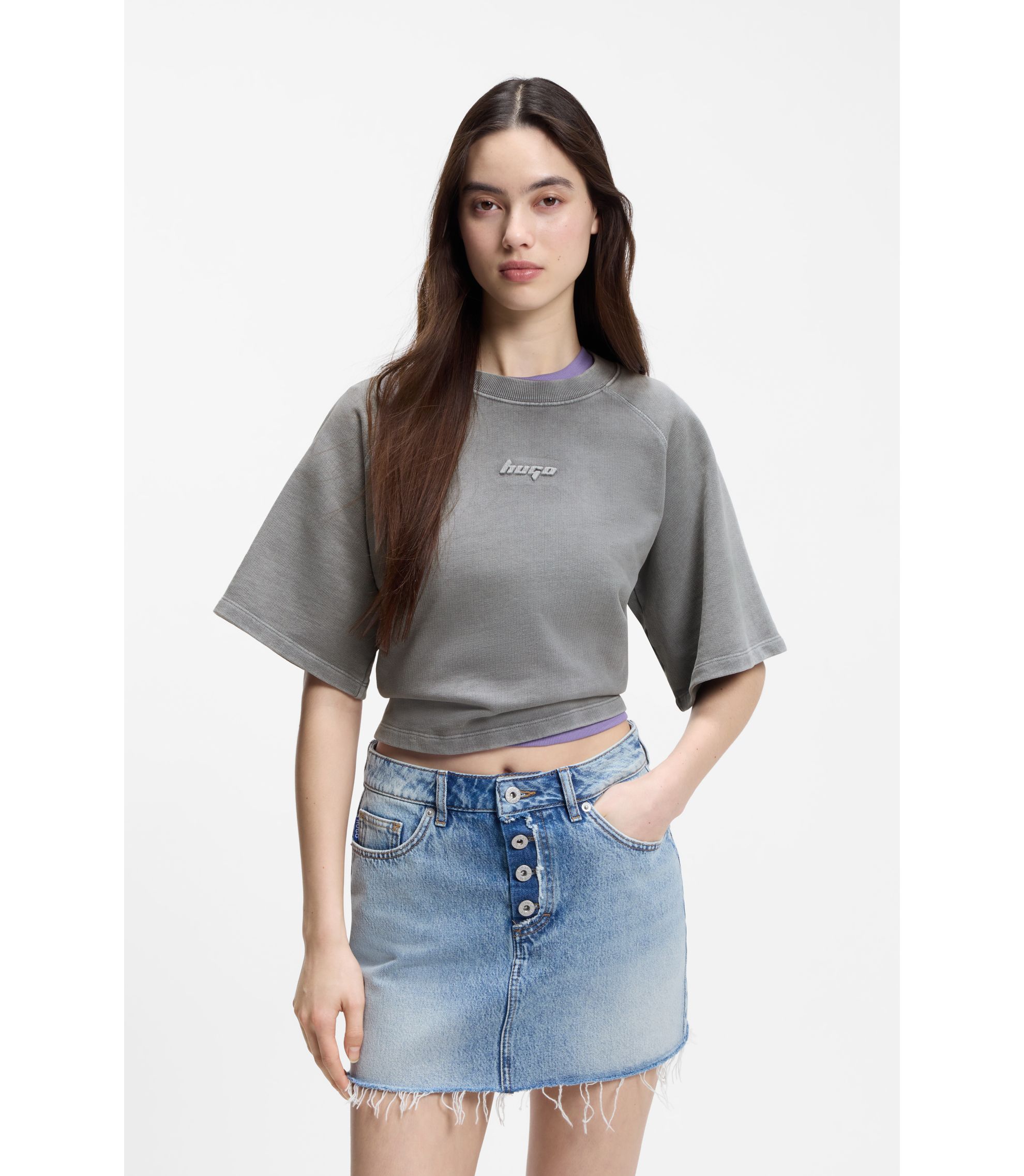 Relaxed-Fit T-Shirt aus Terry-Baumwolle mit geprägtem Logo