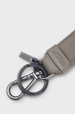 BOSS x ASTON MARTIN leather key ring, Light Grey