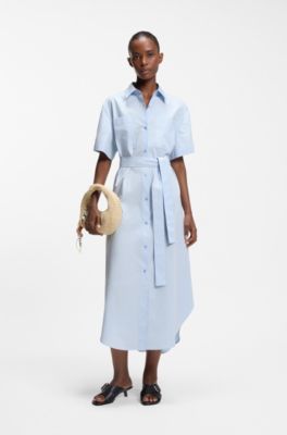 Shirt dress in cotton poplin, Light Blue