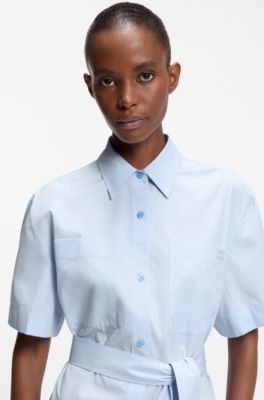 Shirt dress in cotton poplin, Light Blue