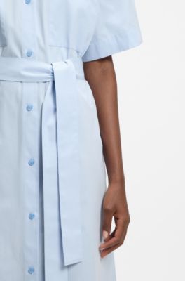 Shirt dress in cotton poplin, Light Blue