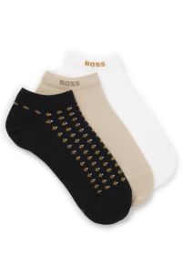 Three-pack of ankle-length socks, Black  /  White  /  Beige