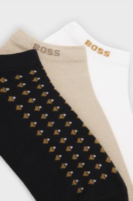 Three-pack of ankle-length socks, Black  /  White  /  Beige