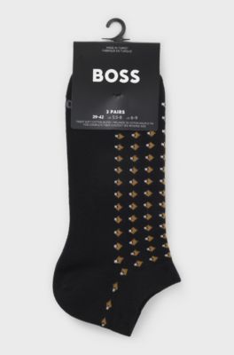 Three-pack of ankle-length socks, Black  /  White  /  Beige