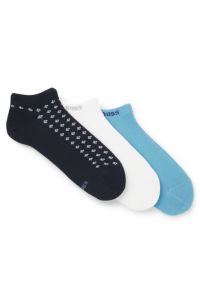 Three-pack of ankle-length socks, White / Blue