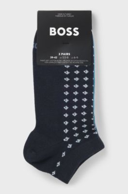 Set van drie paar enkelsokken, Wit / Blauw