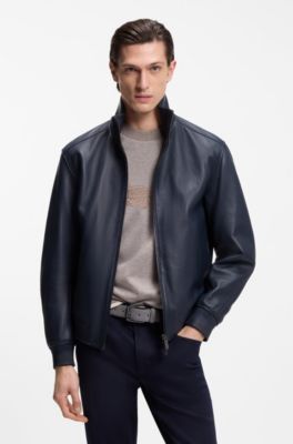 BOSS x ASTON MARTIN belt in nubuck leather with webbing, Grey