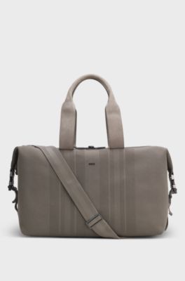 Sac de voyage en maille avec finitions en cuir su&eacute;d&eacute; BOSS x ASTON MARTIN, Gris chin&eacute;