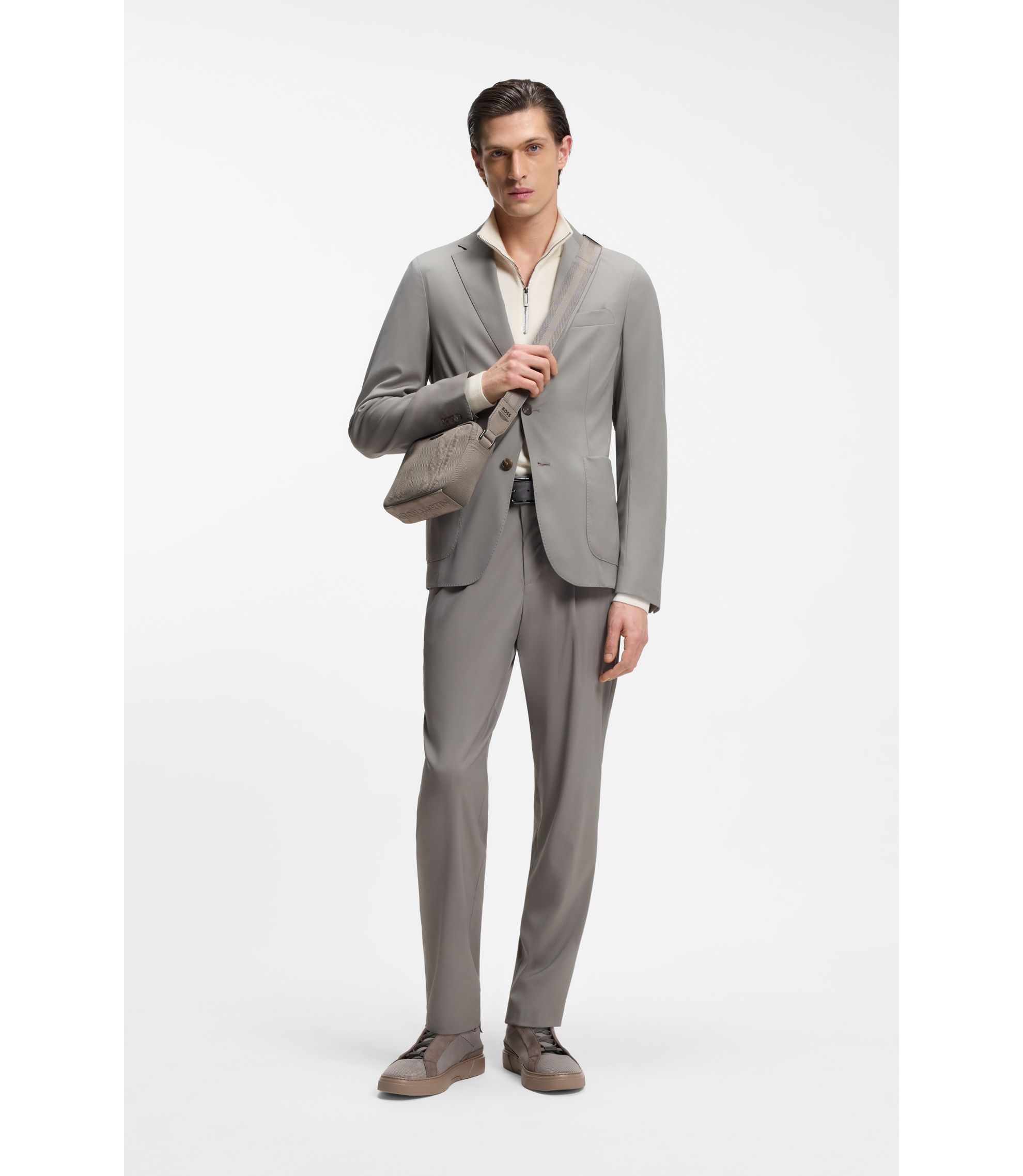 BOSS - BOSS x ASTON MARTIN ニット クロスボディバッグ スエード