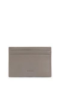 Porte-cartes en cuir BOSS x ASTON MARTIN avec d&eacute;tail aile, Gris chin&eacute;