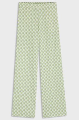 Relaxed-fit trousers with all-over print, Light Green